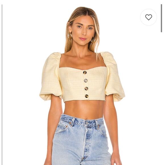 LPA Elazar Butter Yellow Tweed Top Medium - Picture 2 of 8